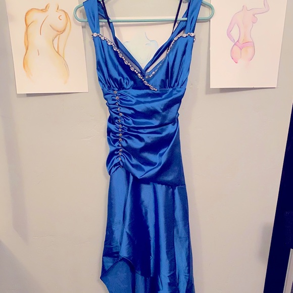 Blue Prom Gown with Embellishments - Picture 1 of 5